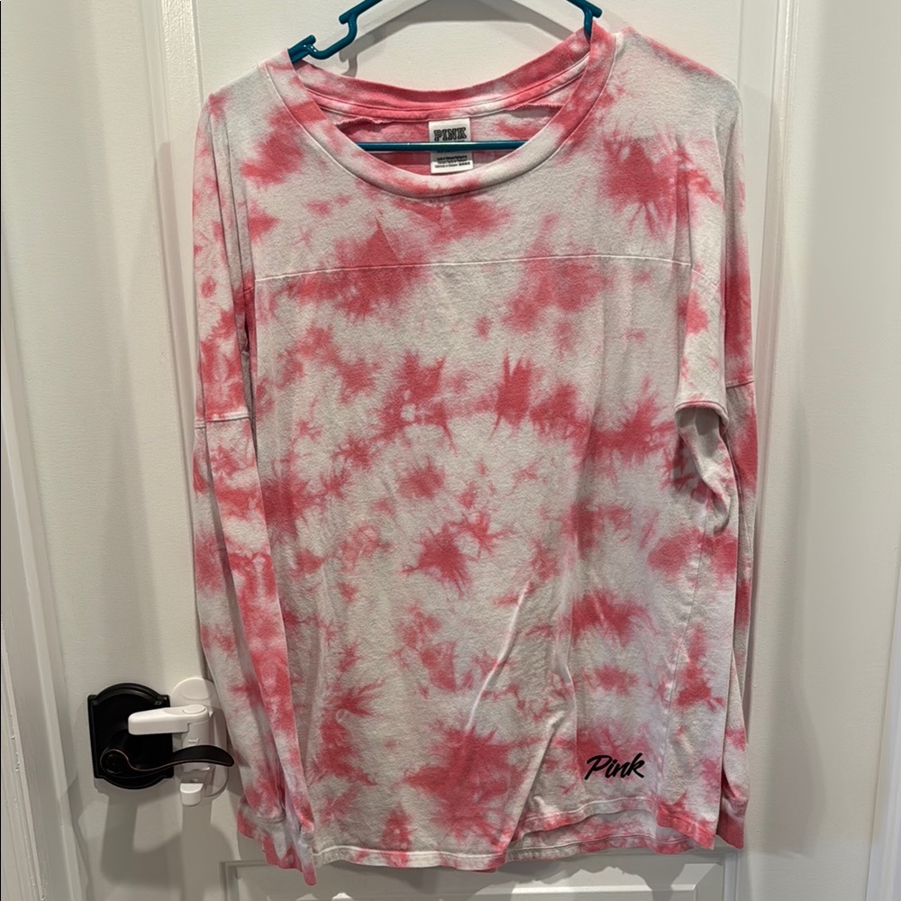 PINK Victoria's Secret Pink and White Long Sleeve Tee